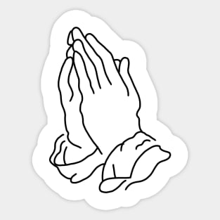 minimalistic line art praying hands in black (tattoo) Sticker